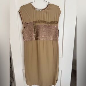 By Malene Birger Gold Sequins Embellished Shift Dress in EU Size 34